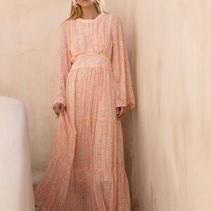NWT Oliphant balloon waisted maxi dress pink size M